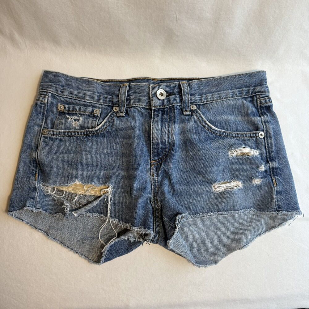 Rag & Bone Jean Shorts Womens 24 Blue Cutoff Distressed Frayed Hem Made USA